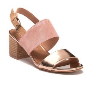 TOMS "Poppy" Rose Gold Block Heel City Sandals